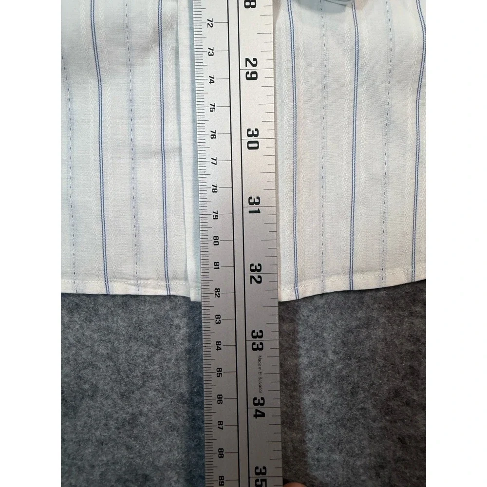 Banana Republic Mens Medium White Blue Striped Cotton Long Sleeve Button Down